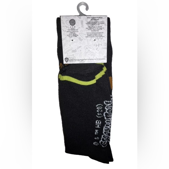 Scooby Doo Crew Socks 1 Pair Men  6-12 Black Green w YIKES! & Scooby Mystery NEW - Picture 3 of 9